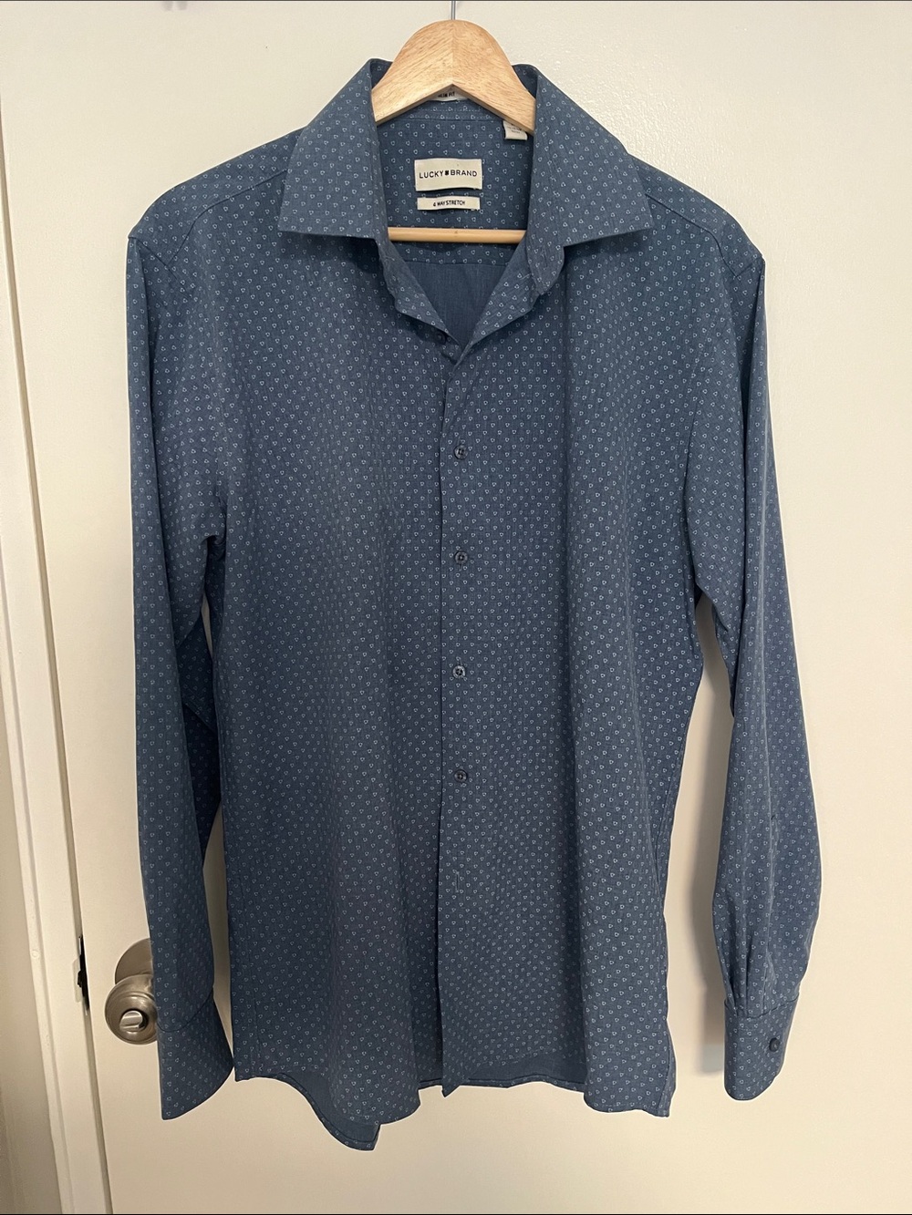 Lucky Brand Men's Navy Blue Microprint Button-Up Shirt